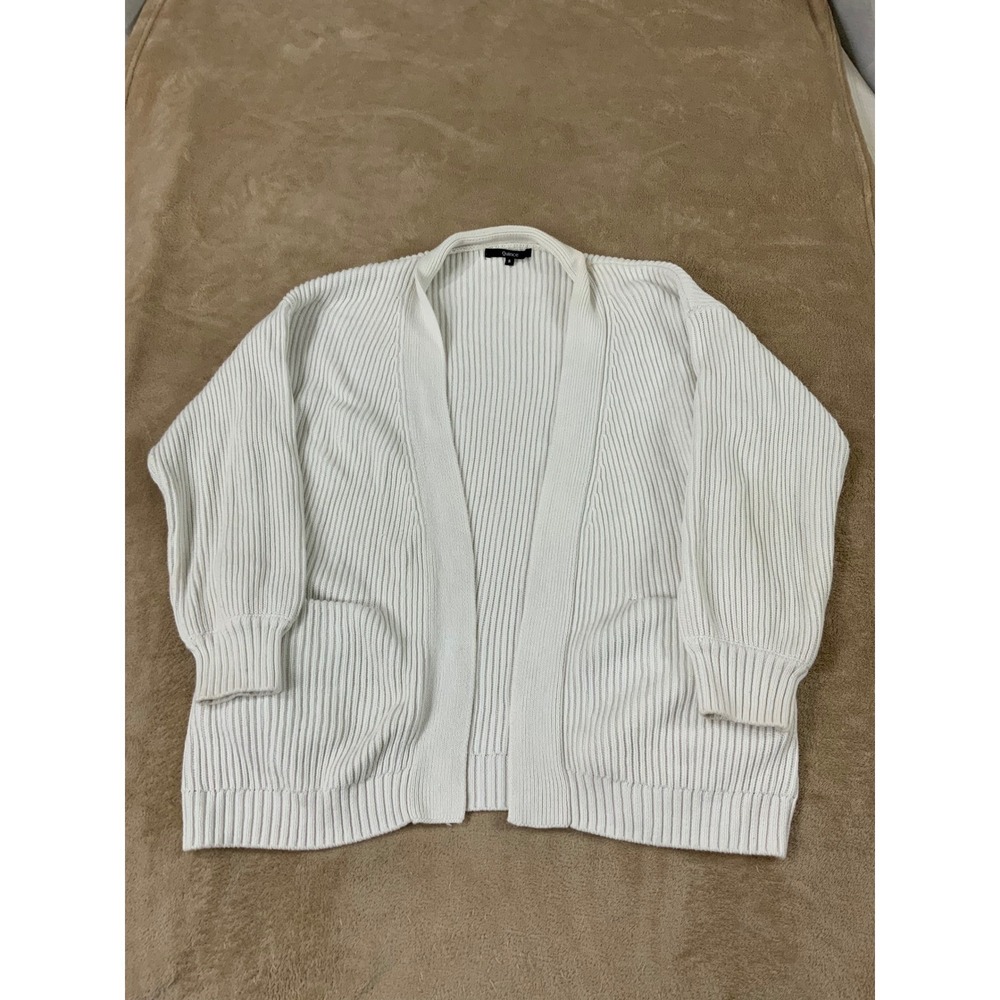 Quince Knit Open Ribbed Cardigan Womens size Small White Organic Cotton